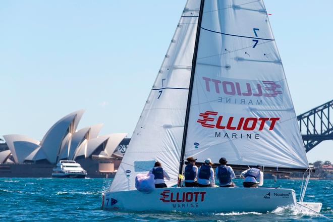 Tom Grimes (CYCA) leads 1-0 over Finn Tapper (CYCA) in their semi-finals – Sharp Australian Youth Match Racing Championship ©  Andrea Francolini Photography http://www.afrancolini.com/